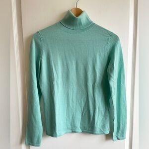 BLOOMINGDALES SUTTON STUDIO 100% Merino Wool Turtleneck Sz Small Turquoise Blue